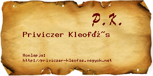 Priviczer Kleofás névjegykártya
